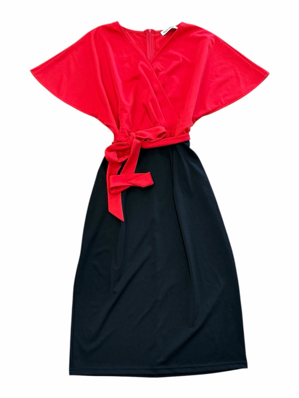 Grace Karin Red & Black Colorblock Midi Dress XL